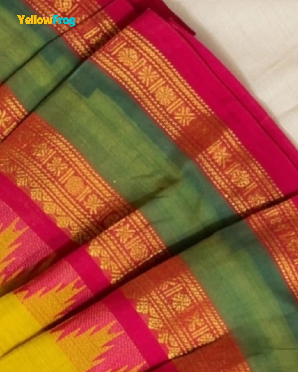 Girls Chettinad Cotton Pattu Halter Neck Pavadai Set - Mustard Yellow Skirt Top PPP2183