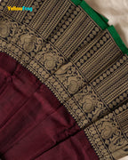 Girls Narayanpet Cotton Pavadai Set - Dark Maroon Puff Sleeve Skirt Top PPP2198