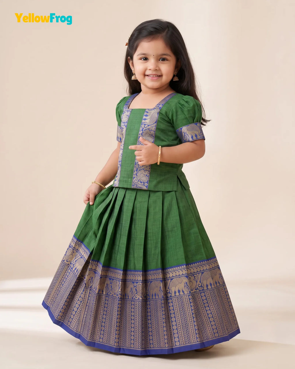 Girls Narayanpet Cotton Pattu Pavadai - PPP2196