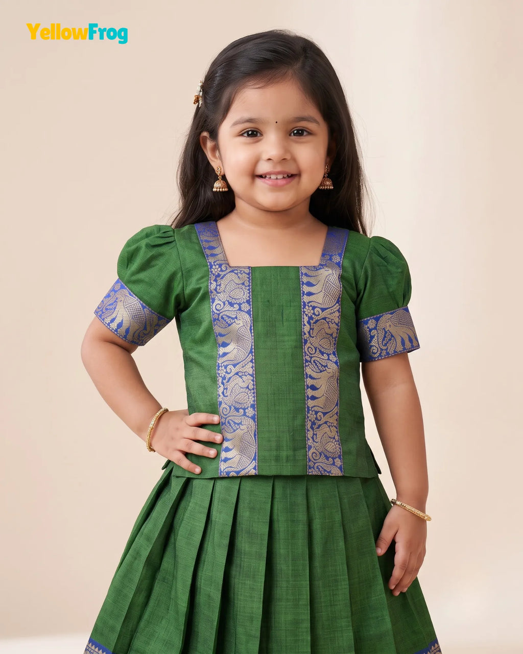 Girls Narayanpet Cotton Pattu Pavadai - PPP2196
