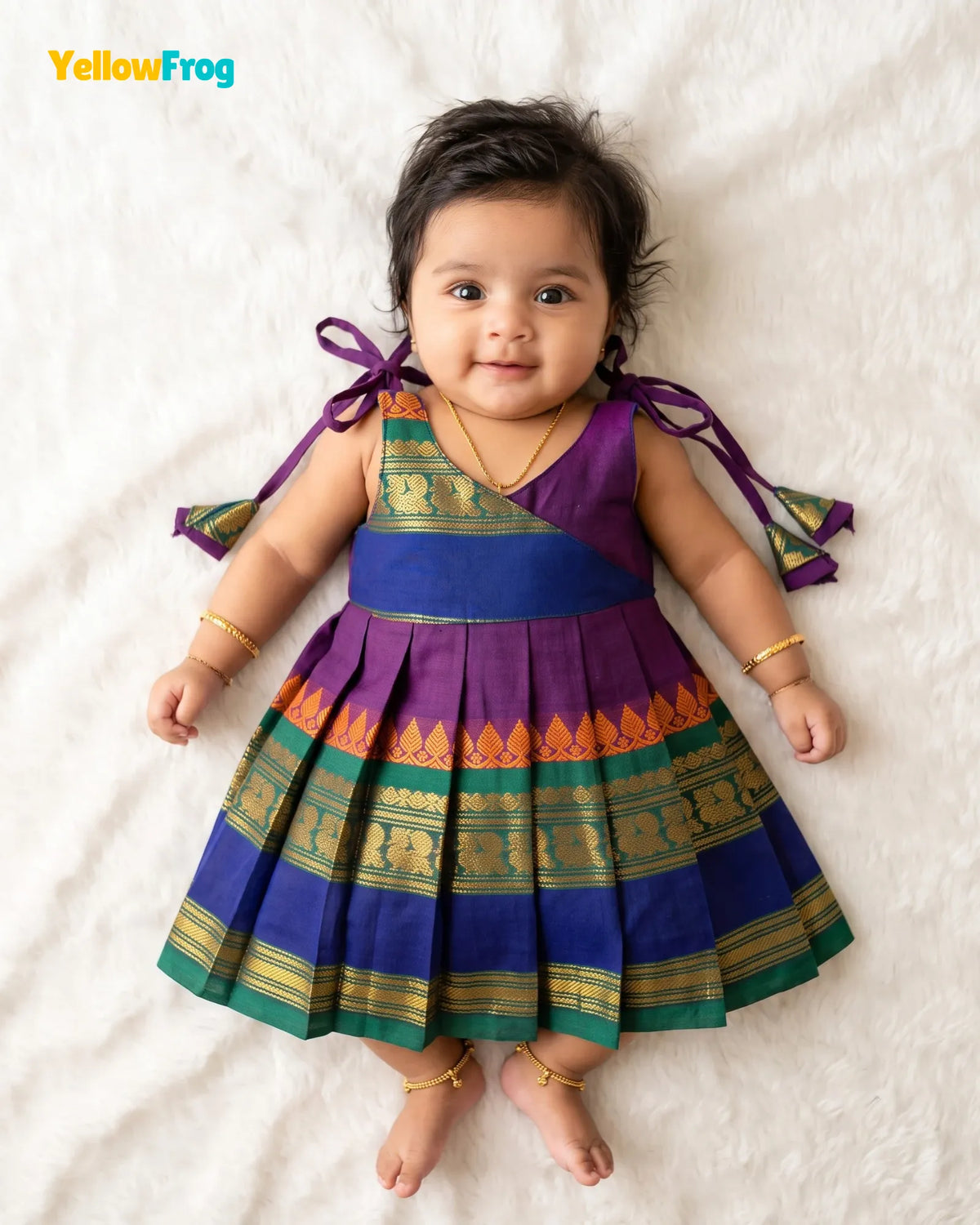 Newborn Voilet Chettinad Cotton Traditional Frock- LF2083