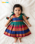 Newborn Teal Green Chettinad Cotton Traditional Frock- LF2081