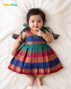 Newborn Teal Green Chettinad Cotton Traditional Frock- LF2081