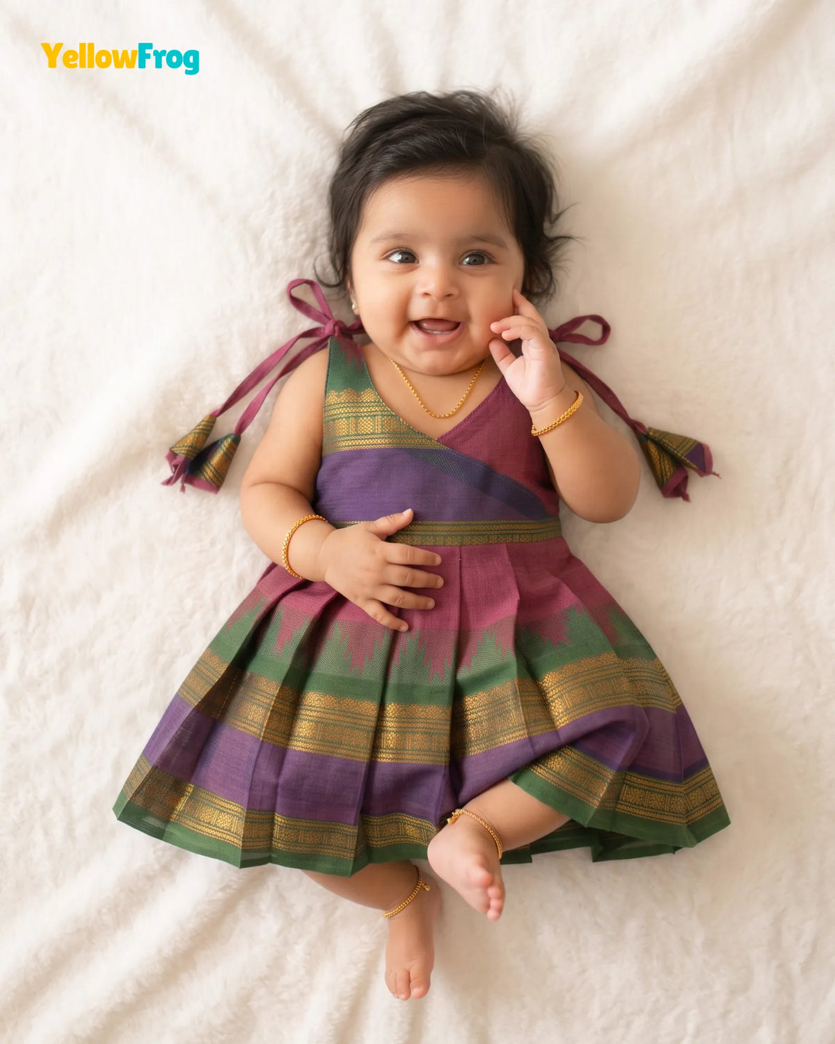 Newborn Onion Pink Chettinad Cotton Traditional Frock- LF2082