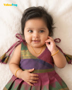 Newborn Onion Pink Chettinad Cotton Traditional Frock- LF2082