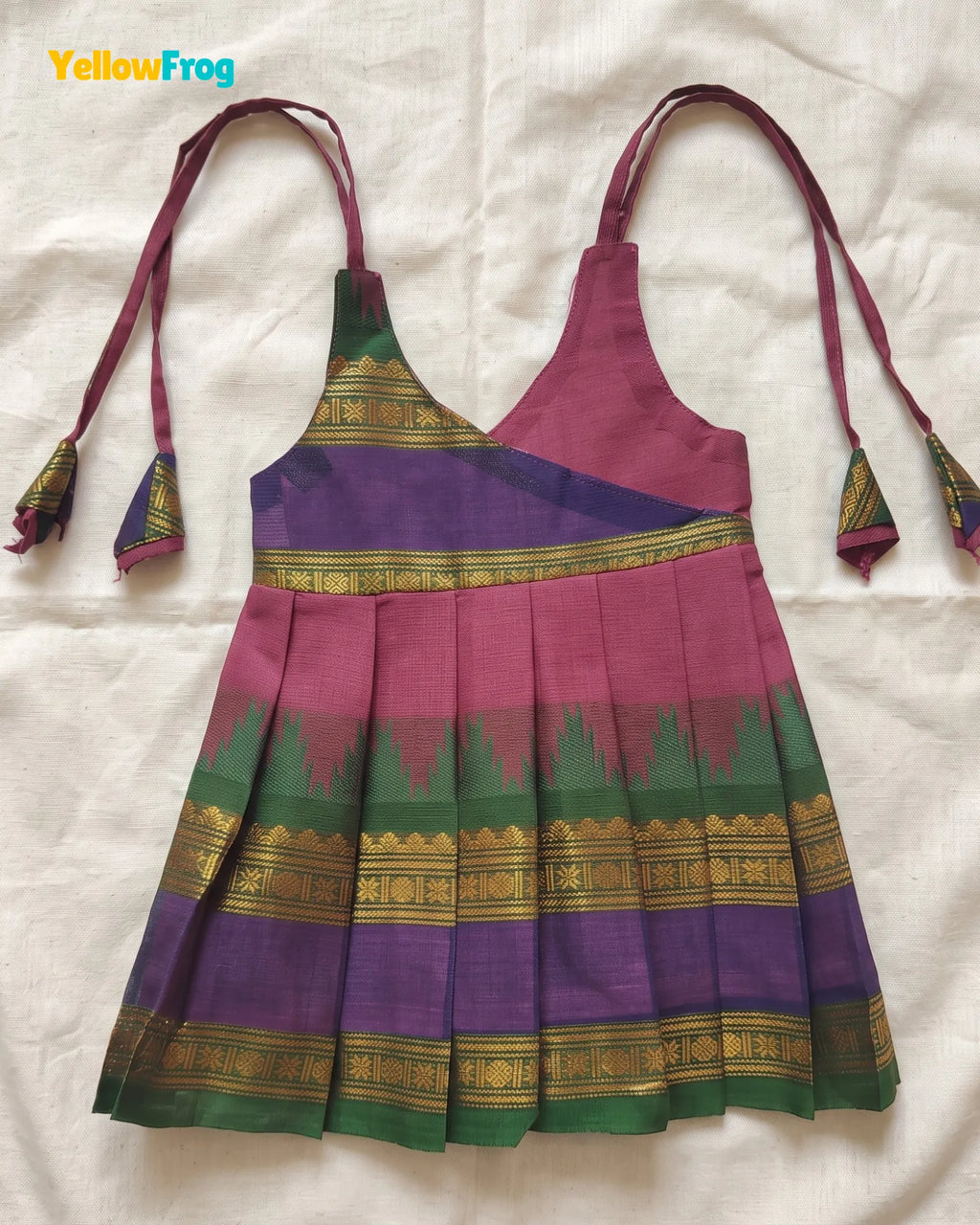 Newborn Onion Pink Chettinad Cotton Traditional Frock- LF2082