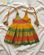 Newborn Mustard Yellow Chettinad Cotton Traditional Frock- LF2080
