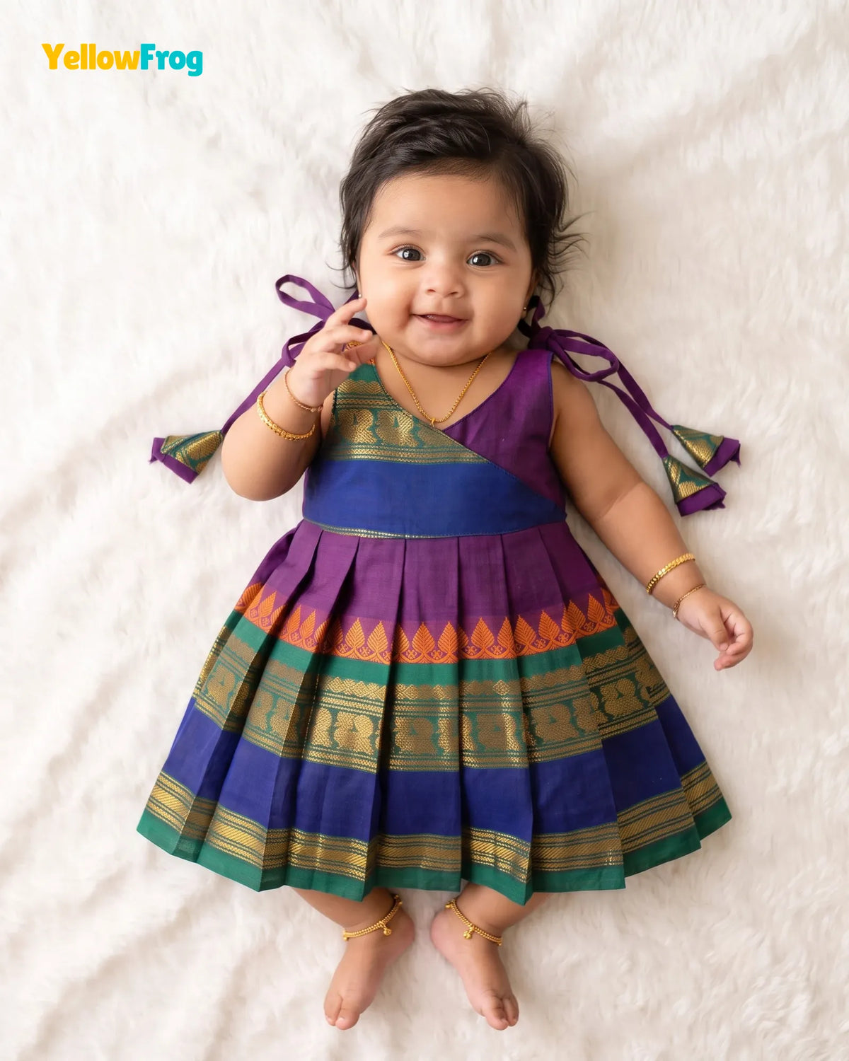 Newborn Voilet Chettinad Cotton Traditional Frock- LF2083