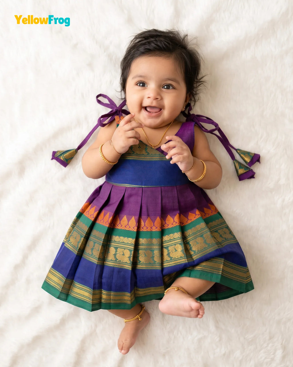 Newborn Voilet Chettinad Cotton Traditional Frock- LF2083